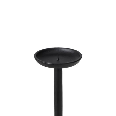 Black Cast Aluminum Candle Holders, Set of 2 (Large & Small)