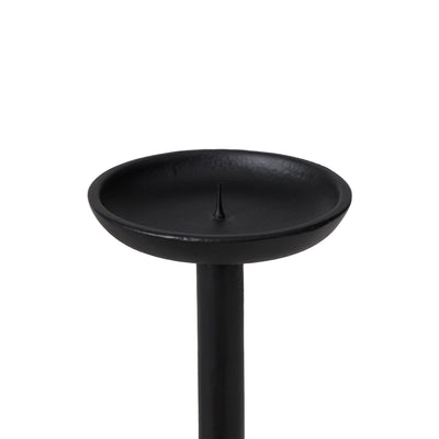 Black Cast Aluminum Candle Holders, Set of 2 (Large & Small)
