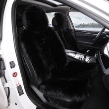 Load image into Gallery viewer, SET OF 2 Simulation Australian Sheepskin Fur Car Front Seat Cover Cushion Mat Long Wool-black