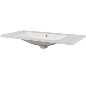 36″ White Ceramic Single Bathroom Vanity Top with Undermount Sink and 3-Faucet Holes