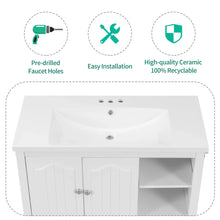 Load image into Gallery viewer, 36″ White Ceramic Single Bathroom Vanity Top with Undermount Sink and 3-Faucet Holes