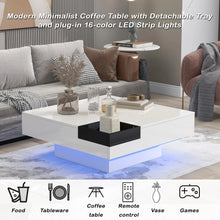 Load image into Gallery viewer, Modern Minimalist Design 31.5*31.5In Square Coffee Table With Detachable Tray with LED Lights