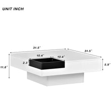 Load image into Gallery viewer, Modern Minimalist Design 31.5*31.5In Square Coffee Table With Detachable Tray with LED Lights