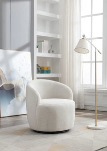 Modern Swivel Accent Armchair Barrel Chair, IVORY