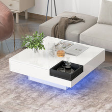Load image into Gallery viewer, Modern Minimalist Design 31.5*31.5In Square Coffee Table With Detachable Tray with LED Lights