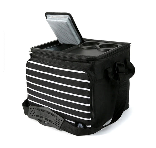 40-Can Collapsible Tabletop Cooler - BLACK STRIPE