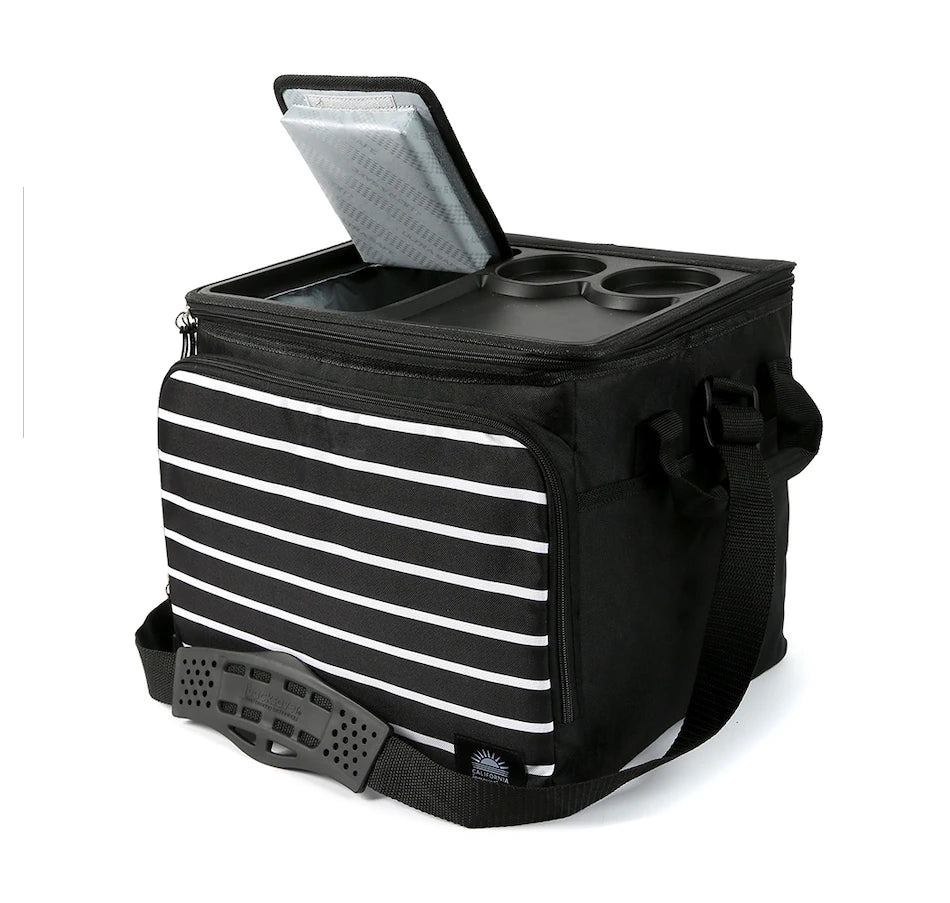 40-Can Collapsible Tabletop Cooler - BLACK STRIPE