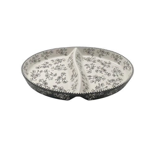 Divided Serving Platter temp-tations, FLORAL LACE BLACK