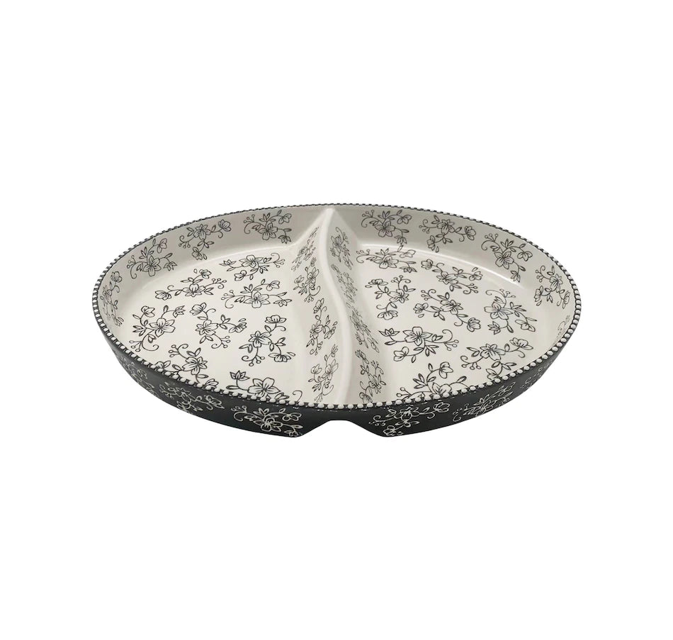 Divided Serving Platter temp-tations, FLORAL LACE BLACK