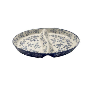 temp-tations Divided Serving Platter, FLORAL LACE BLUE