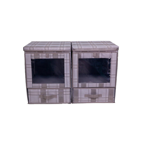 Hoppel Two-Pack Extra Large Dual Access Collapsible Bins, PLAID