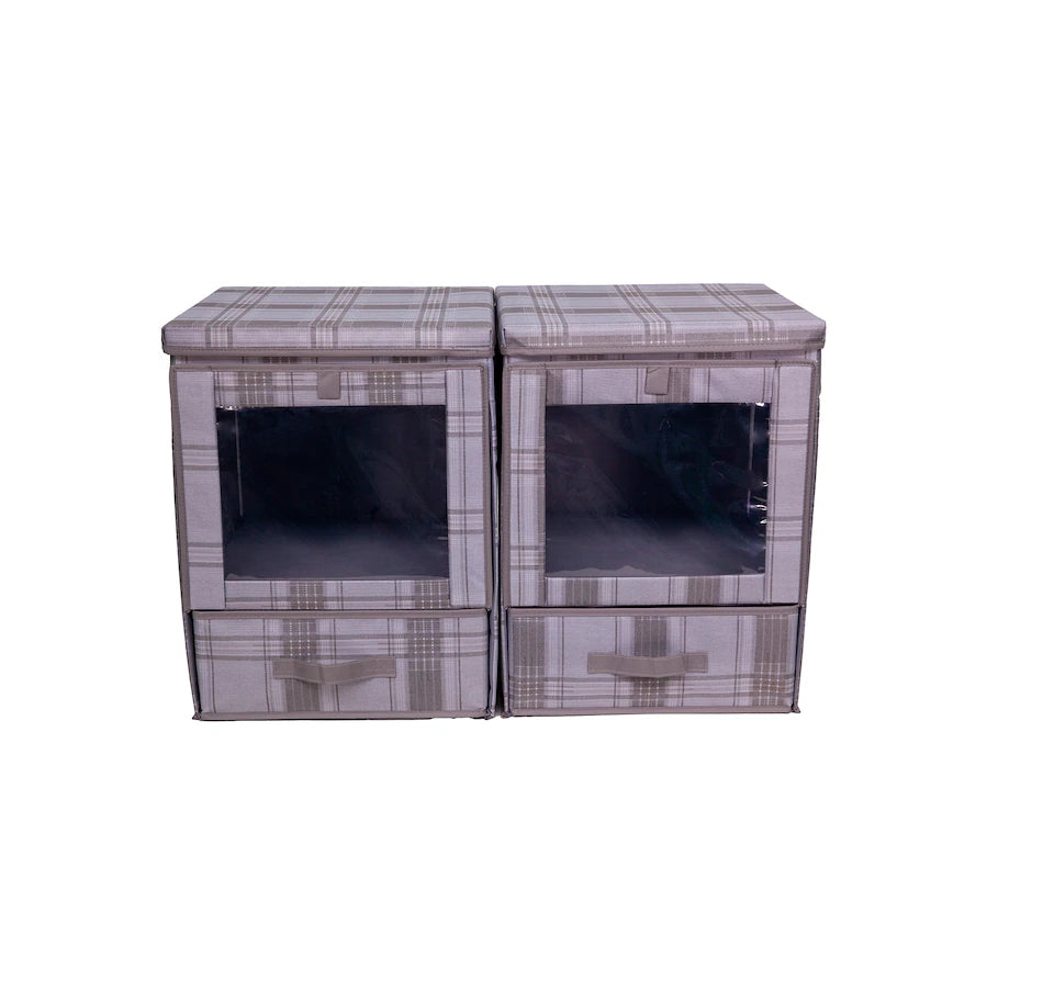 Hoppel Two-Pack Extra Large Dual Access Collapsible Bins, PLAID