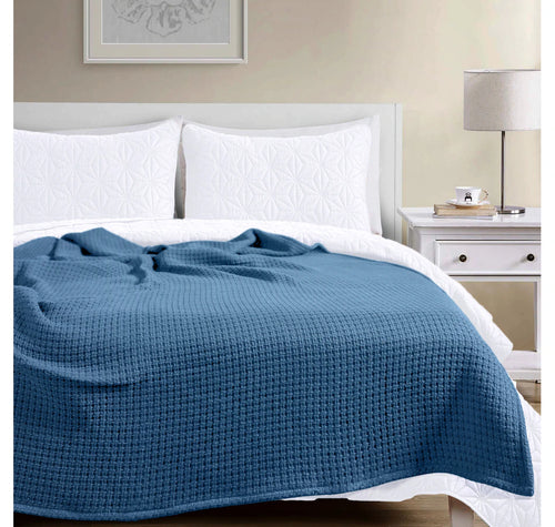 Essentials Ring Spun Cotton Blanket - DARK BLUE QUEEN