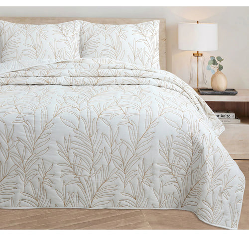 Claro Carla Embriodered Quilt Set IVORY DBL/QUEEN