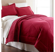 Load image into Gallery viewer, 3PC Micro Flannel and Sherpa Comforter, KING/RED