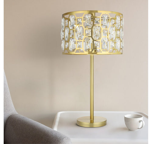 Tiffany Style Table Lamp with Crystal Facet Shade