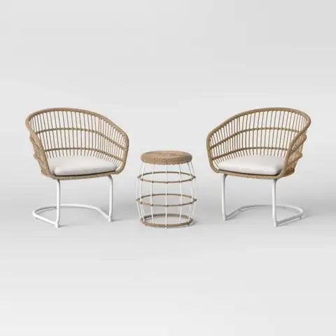 Southport 3 pc Motion Patio Chat Set with Metal Legs - Natural/White - Opalhouse