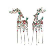 Load image into Gallery viewer, 19.5" Glitter Jeweled Deer (set of 2) - RED/GREEN