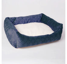 Load image into Gallery viewer, Mink and Sherpa Pet Bed - SMALL NAVY