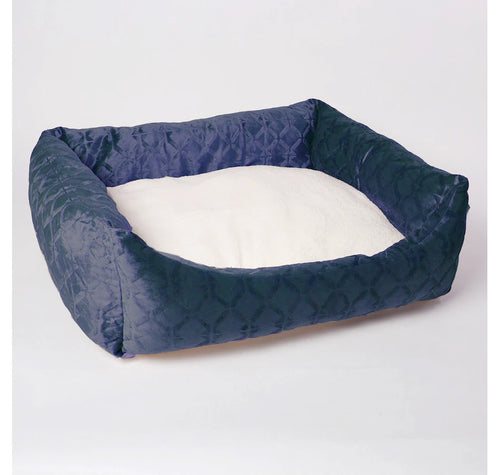 Mink and Sherpa Pet Bed - SMALL NAVY