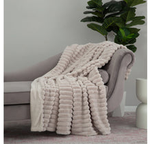 Load image into Gallery viewer, Berkshire Blanket Jacquard Grace Fur Stripe Throw, SILVER
