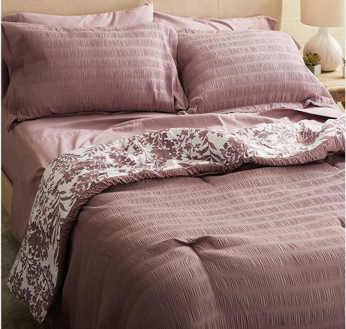 Twin HomeSuite Essentials Exact Fit 2-Piece Reversible Crinkle Comforter Set