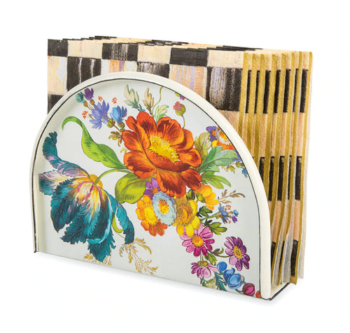 Mackenzie-Childs Hand Decorated Napkin Holder, FLOWER WHITE