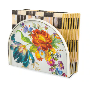 Mackenzie-Childs Hand Decorated Napkin Holder, FLOWER WHITE