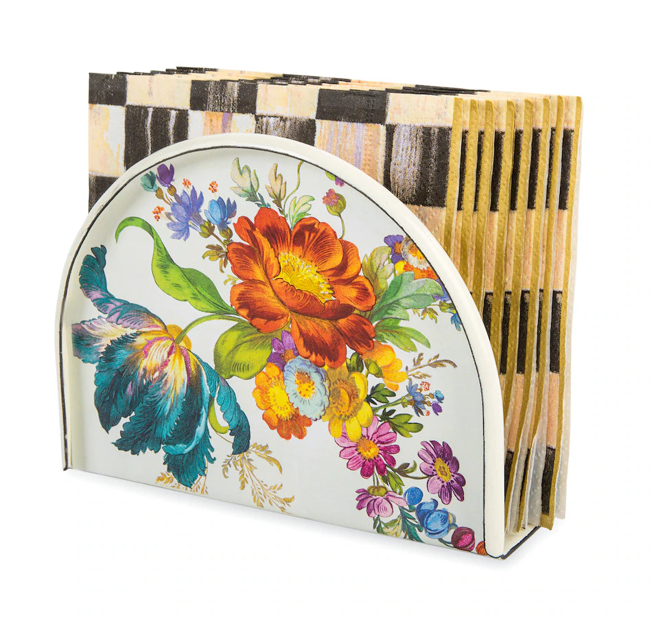 Mackenzie-Childs Hand Decorated Napkin Holder, FLOWER WHITE