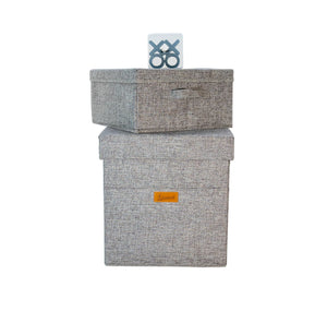 Hoppel Multi-Functional Storage Ottoman with Tic-Tac-Toe Game, Laptop Stand and Removable Storage Bin Hoppel Storage, GREY