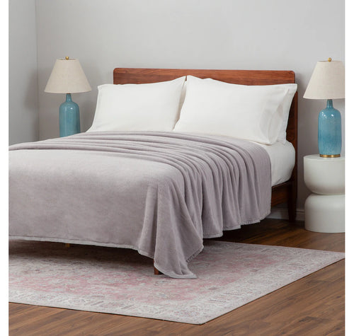 Berkshire Blanket Grace Faux Fur Blanket, KING/GREY