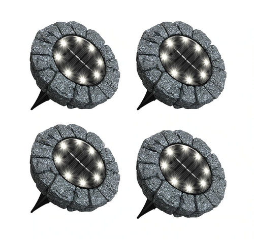 Stone Disk Lights With Stakes (4-Pack) Bell + Howell