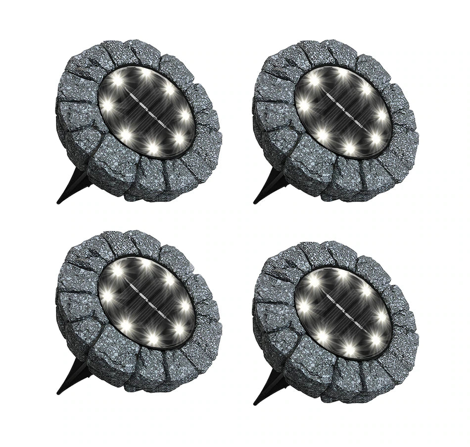 Stone Disk Lights With Stakes (4-Pack) Bell + Howell