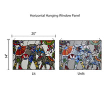 Load image into Gallery viewer, Tiffany Style 20" Mother and Baby Elephant Stained Glass Window Panel