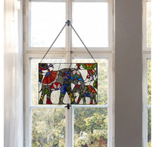 Load image into Gallery viewer, Tiffany Style 20" Mother and Baby Elephant Stained Glass Window Panel