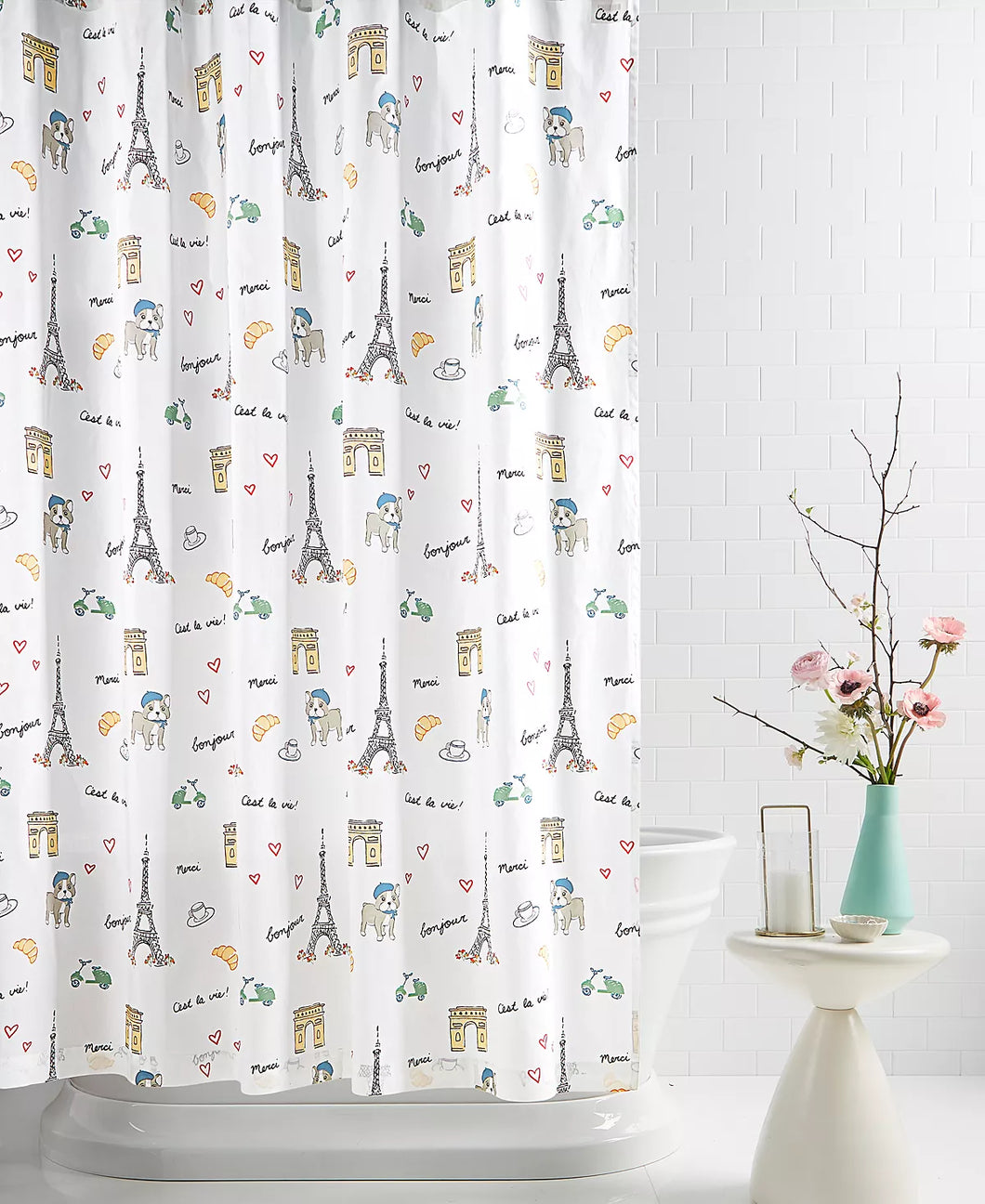 Paris Pup Shower Curtain, WHIM BY MARTHA STEWART