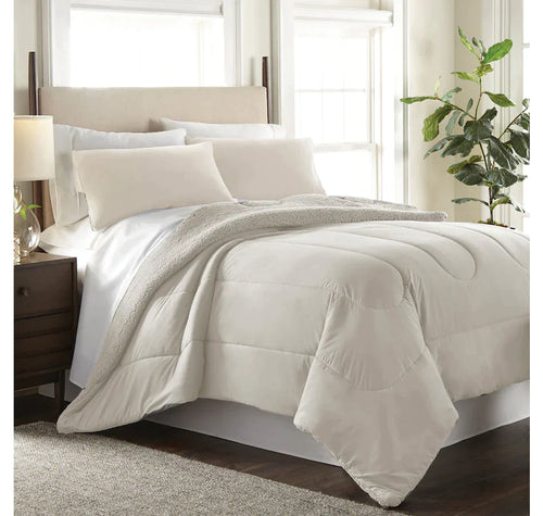 QUEEN Shavel Home 3 PC Comforter Set Reverse Sherpa - IVORY