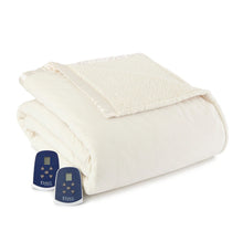 Load image into Gallery viewer, Queen Shavel Micro Flannel Sherpa Electric Blanket - IVORY
