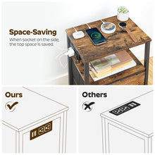 Load image into Gallery viewer, 23.4"H End Table with Charging Station and 2 Non-woven Fabric Drawers