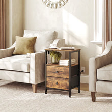 Load image into Gallery viewer, 23.4"H End Table with Charging Station and 2 Non-woven Fabric Drawers