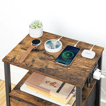 Load image into Gallery viewer, 23.4"H End Table with Charging Station and 2 Non-woven Fabric Drawers