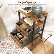Load image into Gallery viewer, 23.4"H End Table with Charging Station and 2 Non-woven Fabric Drawers
