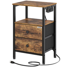 Load image into Gallery viewer, 23.4"H End Table with Charging Station and 2 Non-woven Fabric Drawers