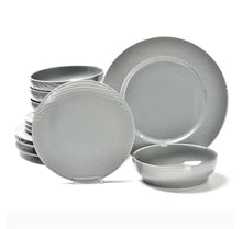 Load image into Gallery viewer, temp-tations 12-Piece Essential Dinnerware Set, WOODLAND GREY