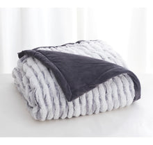Load image into Gallery viewer, Guillaume Home Ruched Faux Fur 60&quot; x 70&quot; Throw - CHARCOAL