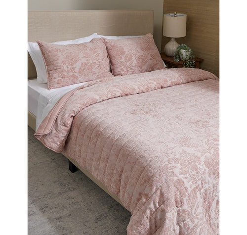 Home Suite Essentials Chenille 3-Piece Quilt Set, Rose, Queen