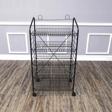 Load image into Gallery viewer, Bakery Display Rack w/Wheels, 5 Adjustable Shelves &amp; 2 Sign Holders - Black