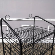 Load image into Gallery viewer, Bakery Display Rack w/Wheels, 5 Adjustable Shelves &amp; 2 Sign Holders - Black