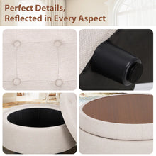 Load image into Gallery viewer, 25&#39;&#39; Oversized Upholstered Round Storage Ottoman By Ebern Designs, Beige