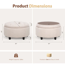 Load image into Gallery viewer, 25&#39;&#39; Oversized Upholstered Round Storage Ottoman By Ebern Designs, Beige